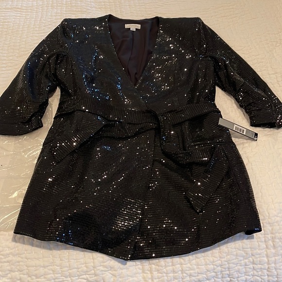 Tahari black sequin jacket size large new w tags new in bag - Picture 2 of 8